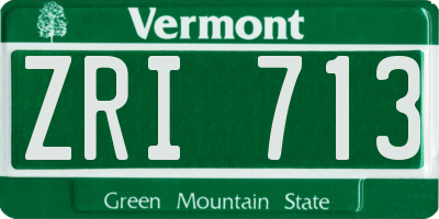 VT license plate ZRI713
