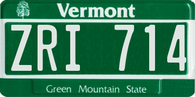 VT license plate ZRI714