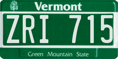 VT license plate ZRI715