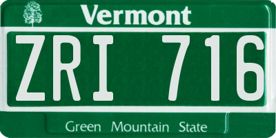 VT license plate ZRI716