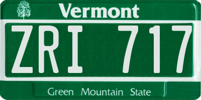 VT license plate ZRI717