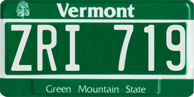 VT license plate ZRI719
