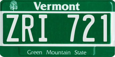 VT license plate ZRI721