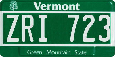 VT license plate ZRI723