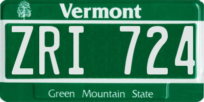 VT license plate ZRI724