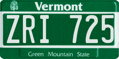 VT license plate ZRI725