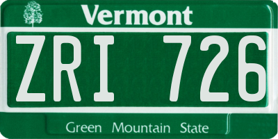 VT license plate ZRI726