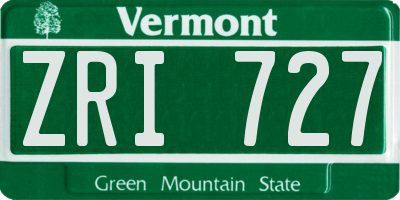 VT license plate ZRI727