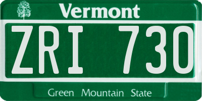 VT license plate ZRI730