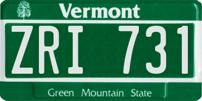 VT license plate ZRI731