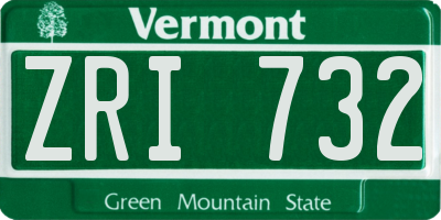 VT license plate ZRI732