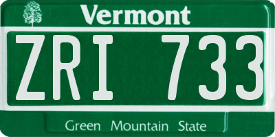 VT license plate ZRI733
