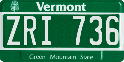 VT license plate ZRI736