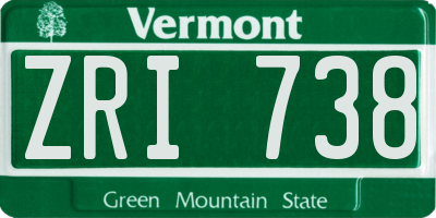 VT license plate ZRI738