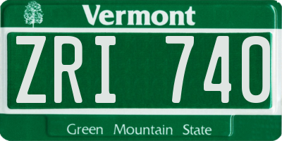 VT license plate ZRI740