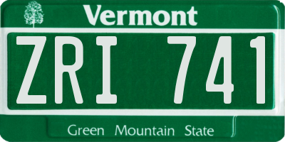 VT license plate ZRI741