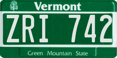 VT license plate ZRI742