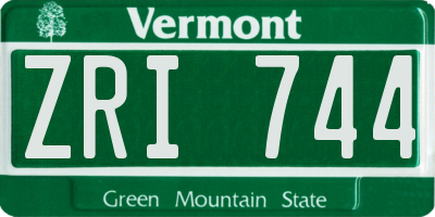 VT license plate ZRI744