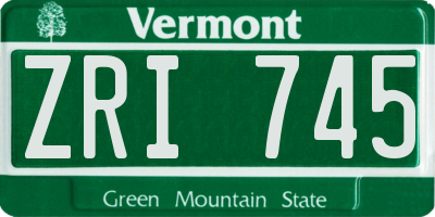 VT license plate ZRI745