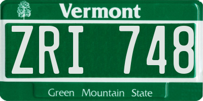 VT license plate ZRI748