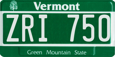 VT license plate ZRI750