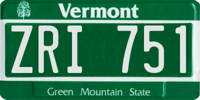 VT license plate ZRI751