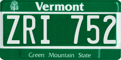 VT license plate ZRI752