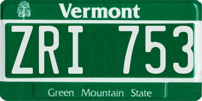 VT license plate ZRI753