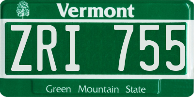 VT license plate ZRI755