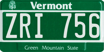 VT license plate ZRI756