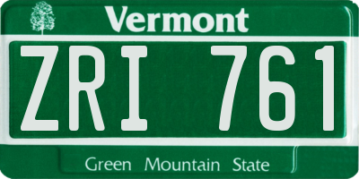 VT license plate ZRI761