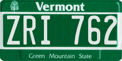 VT license plate ZRI762