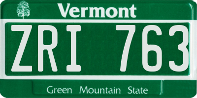 VT license plate ZRI763