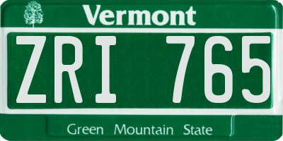 VT license plate ZRI765
