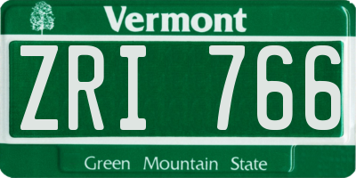 VT license plate ZRI766