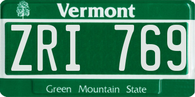 VT license plate ZRI769