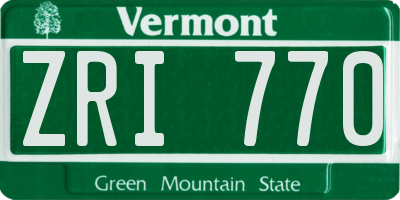 VT license plate ZRI770
