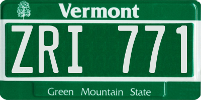 VT license plate ZRI771