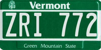 VT license plate ZRI772