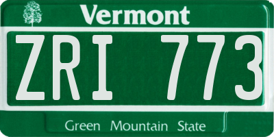 VT license plate ZRI773
