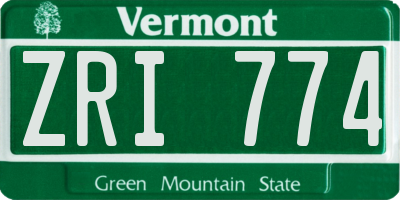 VT license plate ZRI774