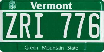 VT license plate ZRI776