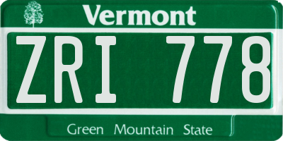 VT license plate ZRI778