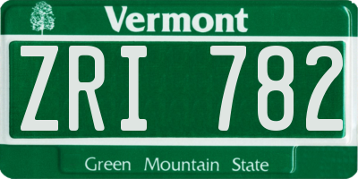 VT license plate ZRI782
