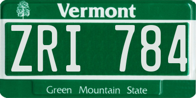 VT license plate ZRI784