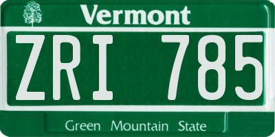 VT license plate ZRI785
