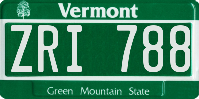 VT license plate ZRI788