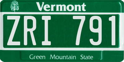 VT license plate ZRI791