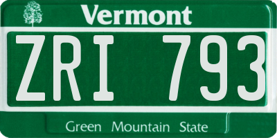 VT license plate ZRI793