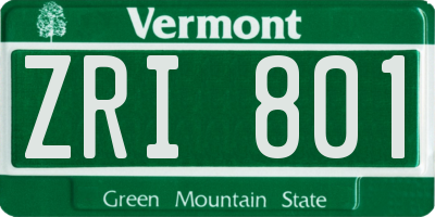 VT license plate ZRI801